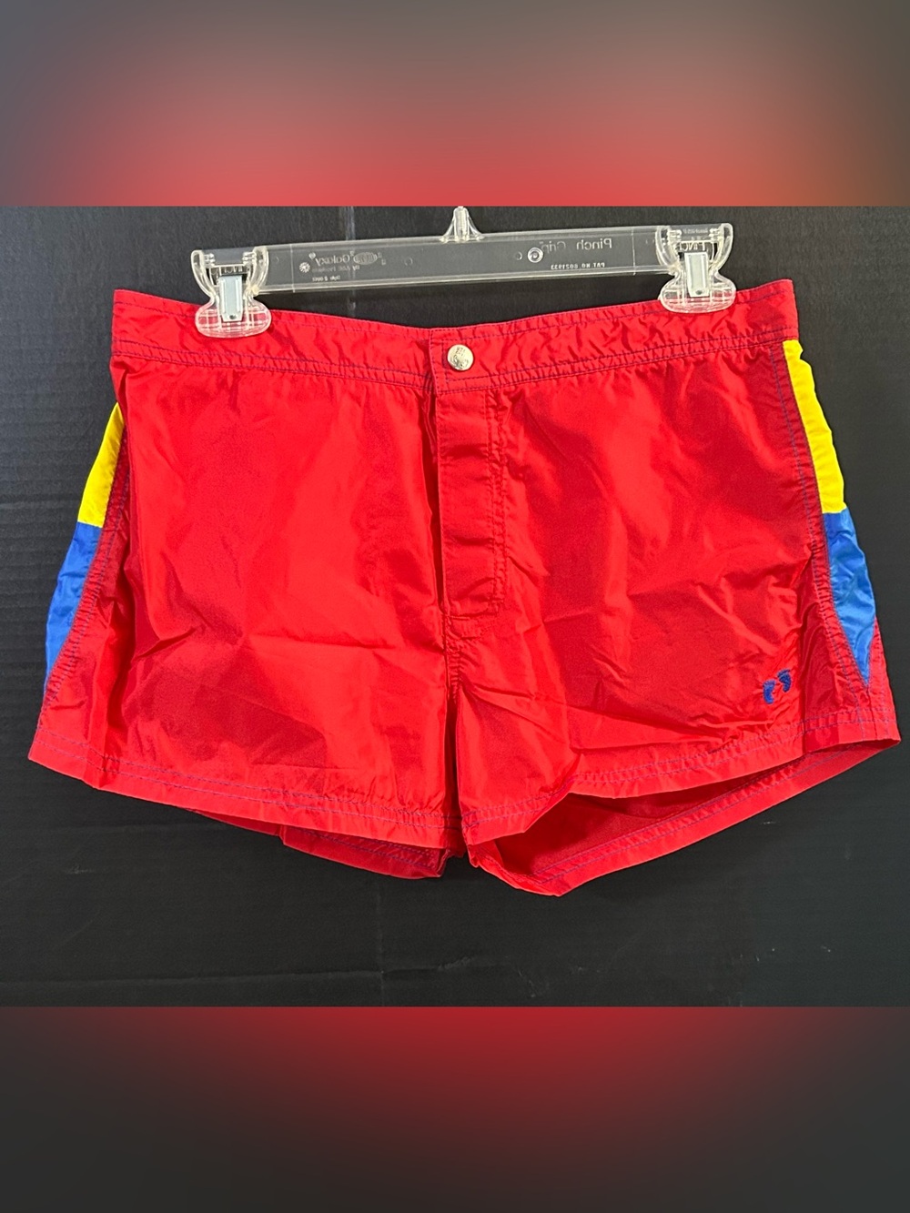 Vintage Retro Hang Ten Mens's Red Swim Trunks Size M